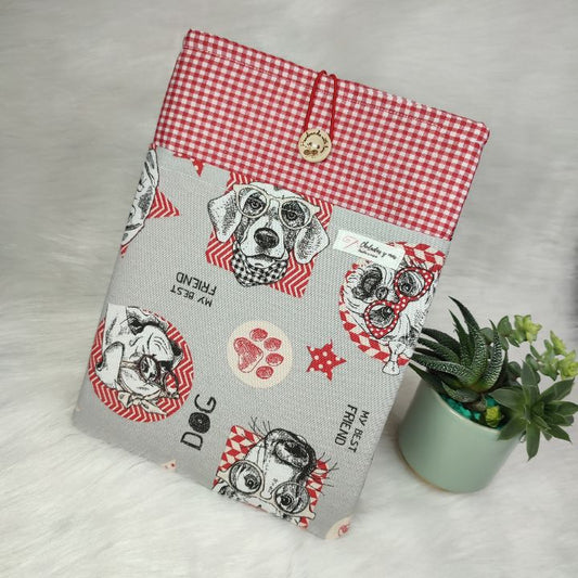 Funda Libro Perros Vichy Rojo